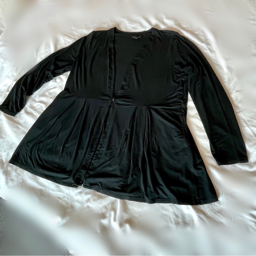 J Jill ~ Size L ~ WearEver One Button Peplum cardigan with Pockets - Picture 6 of 11